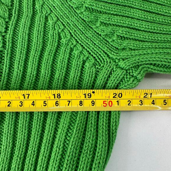 Y2K Ralph Lauren CHAPS Cableknit Green L Quarter Zip Preppy Classic Holiday - Picture 6 of 7